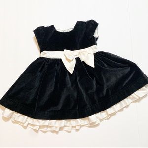 Carters Black Velvet Dress White Ribbon Sz 3T
